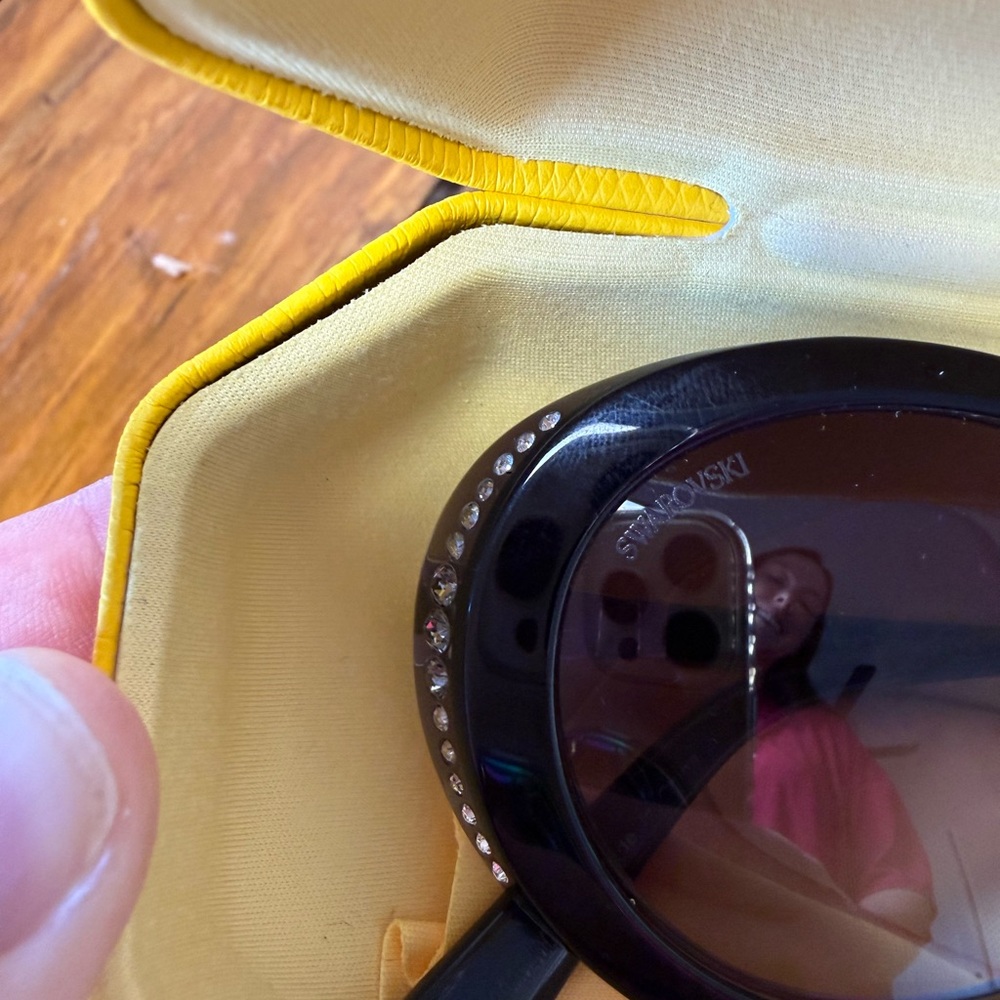 Swarovski Black Sunglasses with Yellow Case - Picture 3 of 12